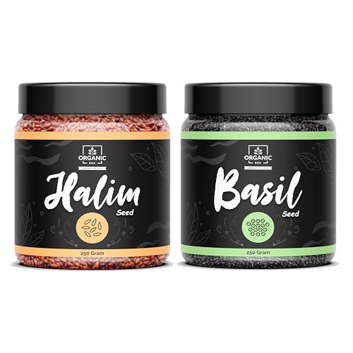 Image of Raw Halim and Basil Seeds for Weight Loss | Sabja Seed, Takmuria Seeds 250g (Jar Pack) - Diwali Gift Pack (500gm)