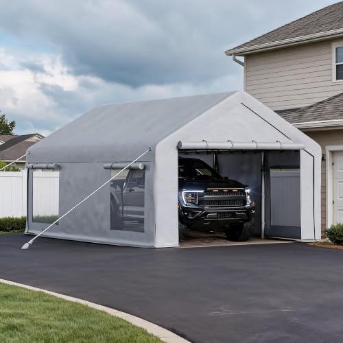 Image of 12x20 FT Heavy Duty Carport Canopy with Sidewalls, White