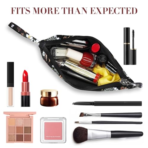 Gloppie Small Makeup Bag Summer Sunscreen Bag Cosmetic Bag for Purse Travel Make up Bags for Women Zipper Makeup Pouch White Flower4