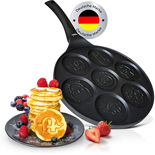 endusor Pancake Pfanne mit Tiermotiv - 7 lustige Kinder-Motive | Ø26cm mit [PowerShield]-Beschichtung | Induktion Ceran Gas Elektro | mini Form Maker, Tierwaffel mit Figuren