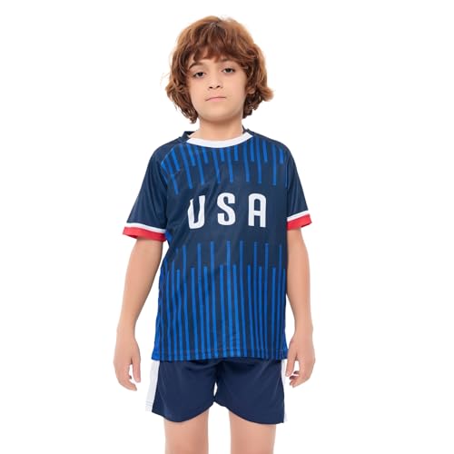 Soccer Jersey Kids USA Soccer Jersey National Team Boys&Girls Soccer Shorts Youth Football Practice Jersey/Shirt Set Gift for Soccer Fans