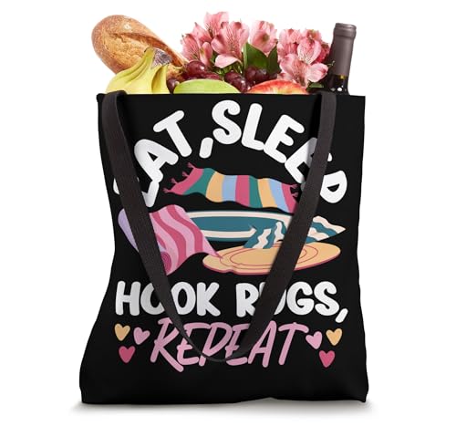 Bolso tipo tote con diseño 'Eat, Sleep, Hook Rugs, Repeat' miniatura 4