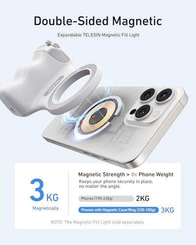 Image of TELESIN Fun Shot Magnetic Phone Camera Grip 2 for iPhone /Android with Detachable Wireless Shutter Remote - Supports Native Camera - 1 /4 inch Tripod Screw - Comfort Ergonomic Camera Grip Handle Holder