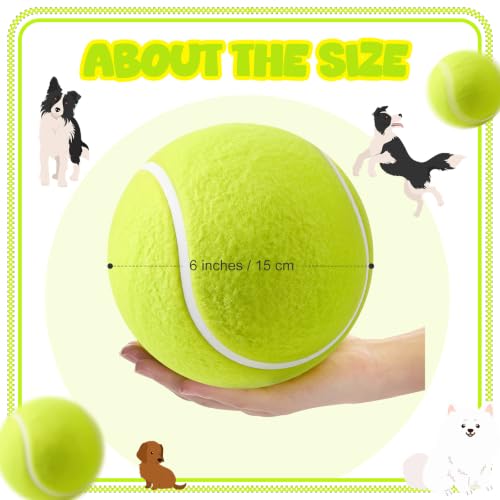 Image of Sratte 6 Pieces Giant Large Tennis Ball for Dogs 6'' Inflatable Large Dog Toy Balls for Indoor Outdoor Training Playing Sports (Fluorescent Green)