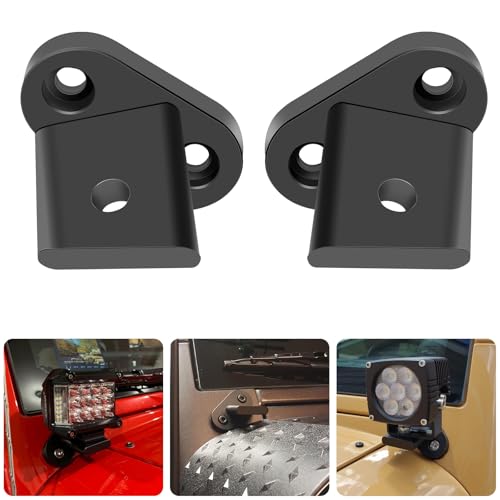 ADTOPI A-Pillar Light Mount Windshield LED Pod Brackets Aluminum Alloy A-Pillar Hood Mount Ditch Light Mounting Brackets Compatible with Jeep Wrangler JK JKU 2007-2018