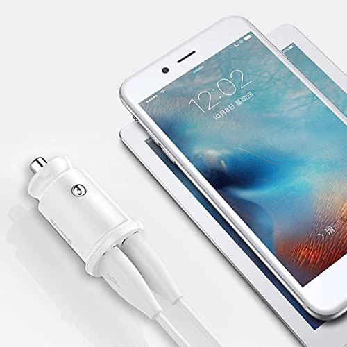 Image of Baseus Grain Dual USB Car Charger - 5V /3.1A Fast Charging Adapter for Smartphones & Tablets - Compact Mini Design - White