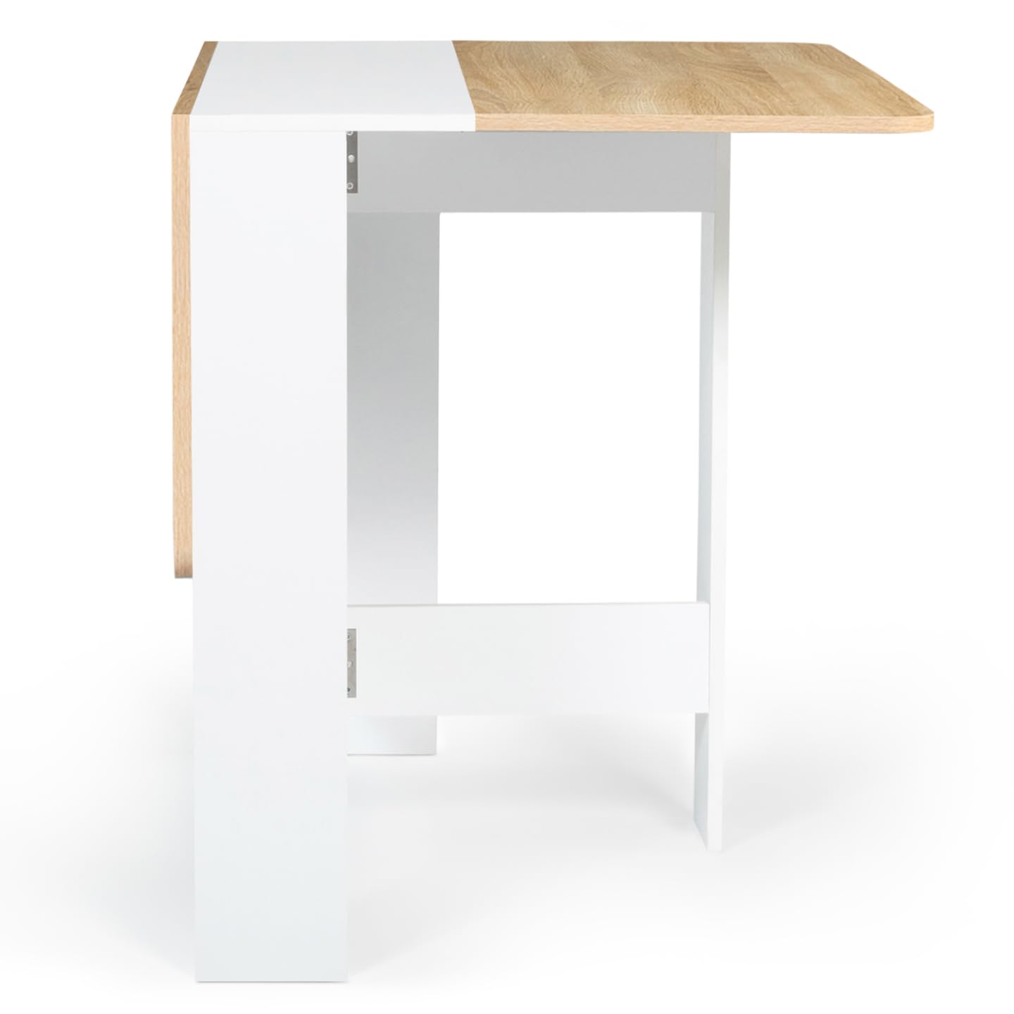 IDMarket - Table Console Pliable EDI 2-4 Personnes Bois Blanc Plateau façon hêtre 103 x 76 cm