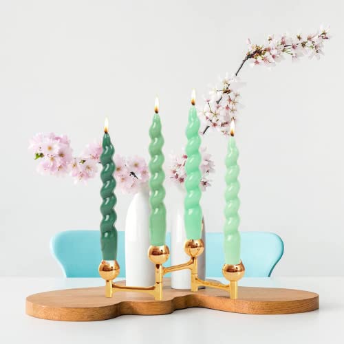 Maitreya Spiral Taper Candles Conical Stick Candles Handmade Twisted Candles-Set Of 4 For Decoration Weddings Party Church-Unscented Dripless Candles,7.5Inch(Gradient Green) #TOP1