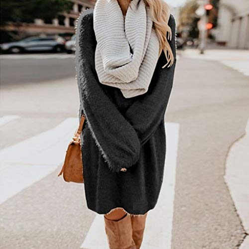 XUNRYAN Womens Winter Fall Dresses 2023 Fuzzy Dolman Batwing Long Sleeve Casual Loose Fit Short Mini Sweater Dress Pullover2