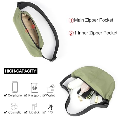 Image of Nylon Crossbody Bag For Women Men Casual Lightweight Crescent Shoulder Hobo Purse With Wide Adjustable Strap