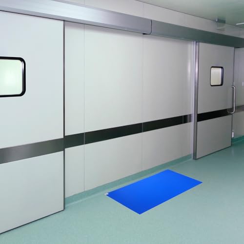 Image of PATIKIL Sticky /Remove Dust Dirt from Shoes Equipment Wheels Adhesive Mat for Cleanroom Laboratory Construction Home Entrances Warehouse, 300 Sheets 36 inchL x 24 inchW, Blue