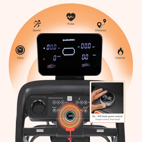 Image of Maxpro Manual Incline Treadmill for Home - Pace Pro PTM605M | 6-Level Incline | 5 HP Peak DC Motor | 14 km /h Speed | 110 kg User Weight | Foldable Walking & Running Machine, FitShow App