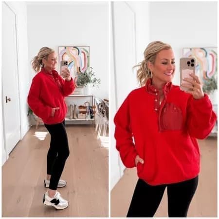 AMEBELLE Women’s Lightweight Fleece Pullover Jacket Cropped Fall Winter Fuzzy Sherpa Jacket Sweatshirt Coat with Pockets - Image 5