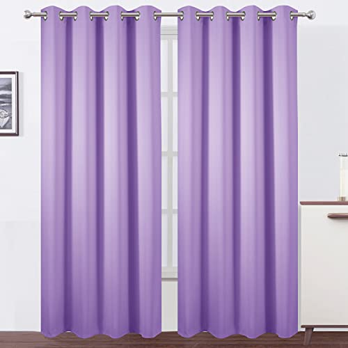 Image of LEMOMO Lilac Blackout Curtains 52 x 84 inch /Lavender Curtains Set of 2 Panels /Thermal Insulated Room Darkening Bedroom Curtains