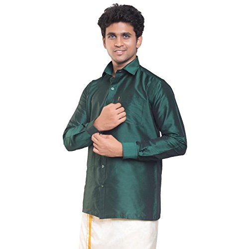 Image of THANGAMAGAN Men's Regular Fit Shirt (TF0050142DSGN Green 42)