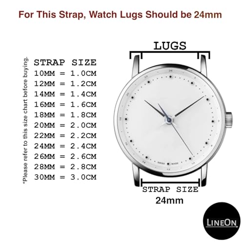 Image of Lineon Half Padded Premium Leather Mens & Womens Watch Strap For Branded Watches Compitable with Titan, Timex, Casio, Sonata and All premium Watches Tool and Pins Include