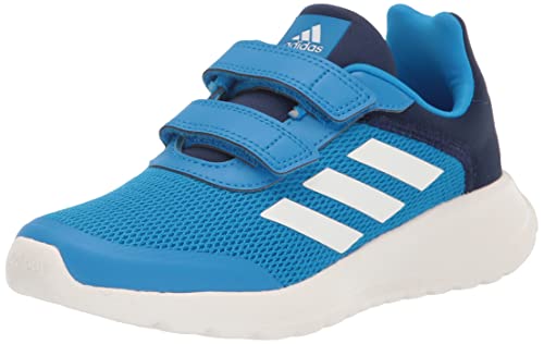 adidas Tensaur Run 2.0 Hook & Loop Shoe, Blue Rush/White/Dark Blue, 3 US Unisex Little Kid