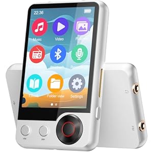 128GB MP3 Player with Boosted Bluetooth 5.3, Music Player Features HD Speaker, 2.4″ Touchscreen, Expandable SD Card Slot, Dual Headphone Ports, Supports FM Radio, Voice Recorder, E-Book, and More