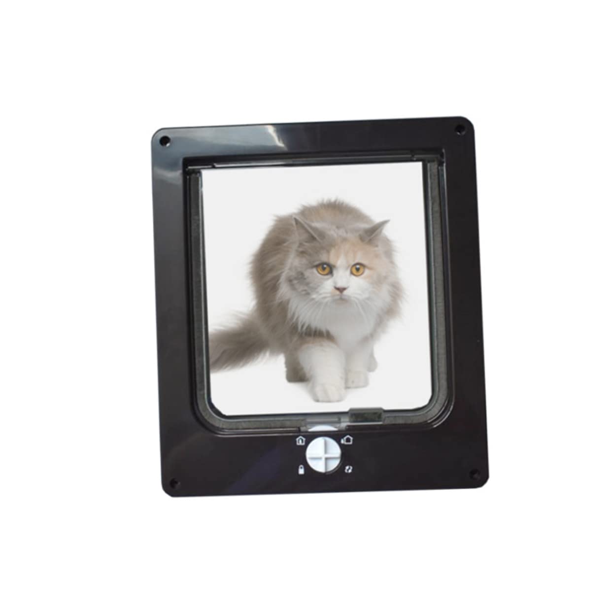 ibasenice Porte Rotative Chat Noir Abs Contrôle Entrée Sortie Chatière pour Chat et Chaton
