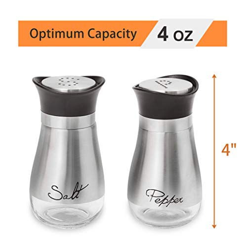 Image of Lonffery Salt and Pepper Shakers Set, Salt Containers for Gifts, Kitchen Decor with Stainless Steel and Glass Bottle, Set of 2