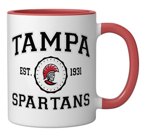 Taza de cerámica Tampa Spartans 11 onzas rojo blanco miniatura 2