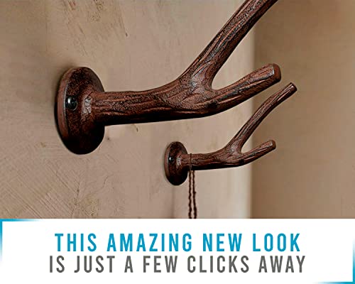 Cast Iron Branch Wall Mounted Hook - Wall Hook For Coat, Jacket, Etc - Wall Mounted Coat Hook - Vintage, Rustic, Decorative - With Screws And Anchors - 5" Long #TOP5