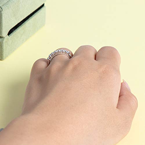 AINUOSHI Eternity Wedding Band, Platinume Plated Sterling Silver, Round/Princess Cut Cubic Zirconia, Stackable Engagement Ring for Women，Jewelry Box Packed4