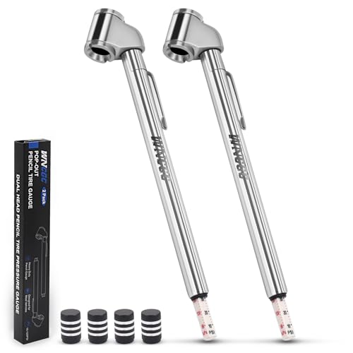 WNCGC Pencil Tire Pressure Gauge 2 Pack, 10-120PSI Dual Head Air Gauge Tire Pressure Heavy Duty Tire Valve Gauge for Truck Car RV ATV Motorcycle