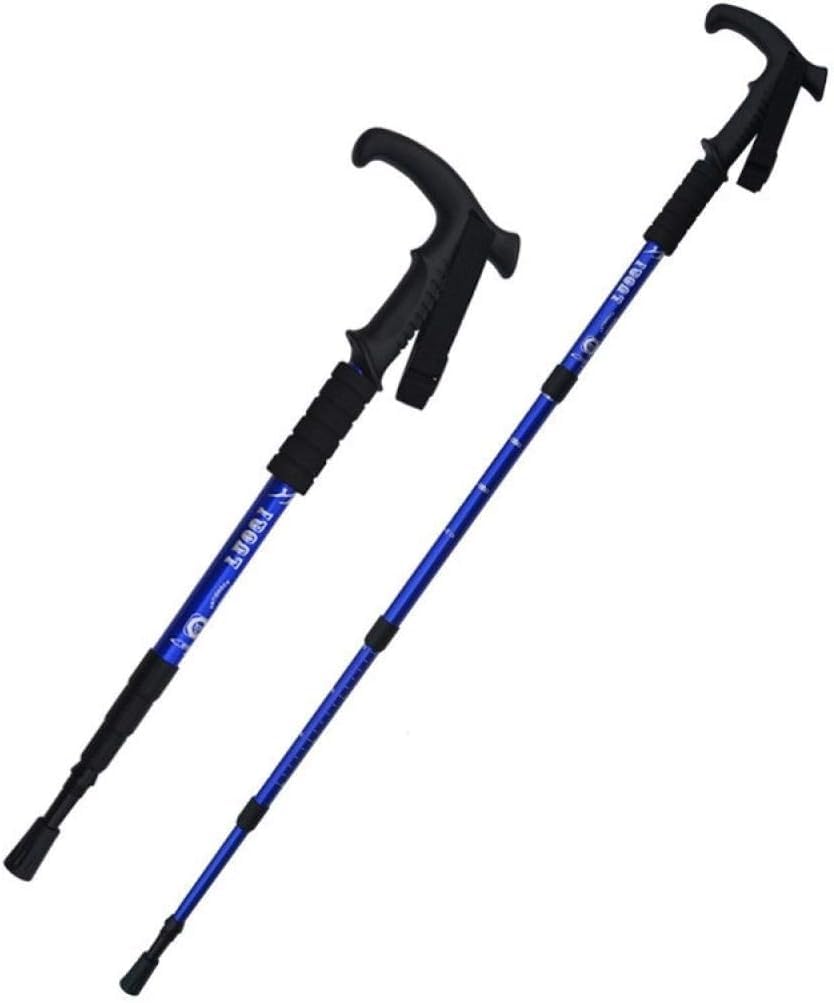 Kijki Trekkingowe Ultra Lekki Uchwyt Amortyzatora Ze Stopu Aluminium Składany Kij Trekkingowy Zewnętrzny Teleskopowy Kijek Do Chodzenia Kijki Górskie, Blue