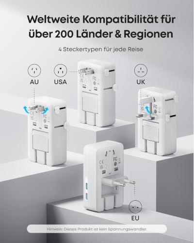 Anker Nano Reiseadapter Weltweit, Universal Reiseadapter, Steckdosenadapter – Ansicht 2