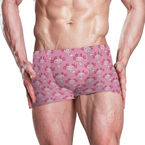 Pink Salamander Cute Mens Swim Trunk Swimwear Bathing Suit Swim Brief Square Leg Board Short S B04053162