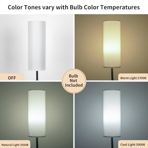 Image of FRIDEKO HOME Floor Lamp with White Shade, Simple Design with Foot Pedal Switch, Small Tall Lamps for Living Room Bedroom Office, Corner Floor Stand Light with Black Pole Lamp (No Bulb /No Remote)
