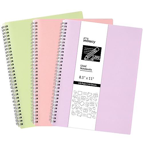 Annecy 3 Pack Lined Spiral Notebooks - Large Lined Journals With 120Gsm Thick College Ruled Paper 64 Sheets/128 Pages 8.5 X 11 Inches - Journals For Writing/Drawing/Study And Notes #TOP18