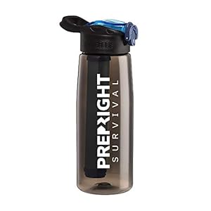 Survival – 4-Stage Water Filter Bottle, BPA-Free Water Bottle for Survival Gear, Camping, and Travel, Black
