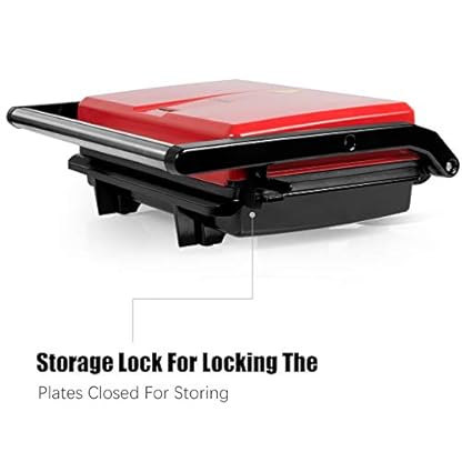 Gotoll Kontaktgrill, Sandwichtoaster,Panini Grill, Panini Sandwich Maker, Elektrogrill Multifunktion, kleine Tischgrill, Antihaftbeschichtung, Leuchtanzeige, 750 W, MEHRWEG – Bild 5