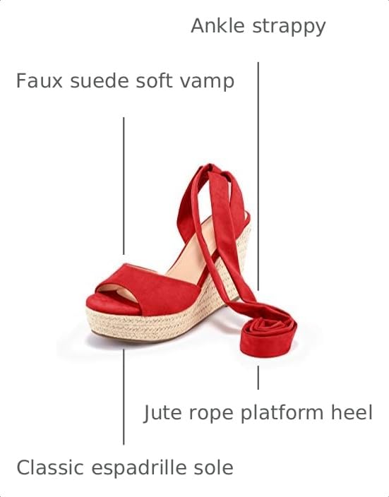 Image of Womens Espadrilles Wedges Sandals Heels Open Toe Tie Lace Up Platform Ankle Strap Summer Dress Shoes