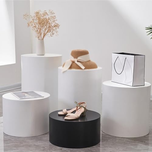 DCYEQRQ Display Risers for Clothing Store & Boutiques & Bridal Shop, Cylinder Pedestal Stands Boxes Platform Base Plinths for Mannequin/Shoe/Bags/Figures Show (Black 15.7x7.9in/40x20c