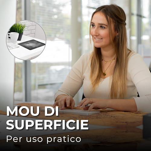 Tappetino Mouse 32 x 27 cm medio, nero, Bordo tagliato al laser, Durevoli, antiscivolo e silenzioso, gioco, ufficio, casa, lavabile, arrotolabile, Tappetini per il Gaming Mousepad - Mousepad - Immagine 4