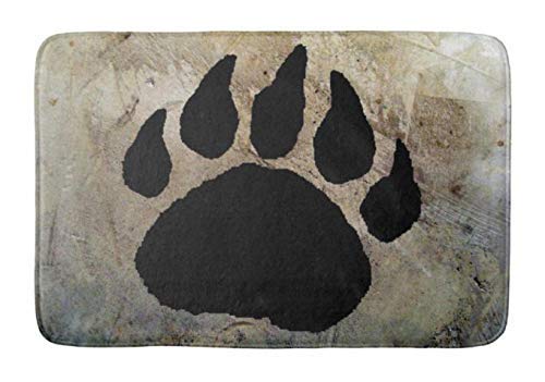 Bear Paw Print Bath Mats Non-Slip Absorbent Microfiber Soft Plush Doormat Decor Bathroom Rugs for Kitchen Bedroom Floor Mat 24" X 16"