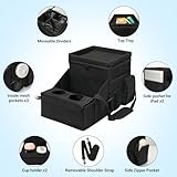 INFANZIA Car Seat Organizer, Backseat Van Organizer with Cup Holders for Car Front Passenger and Back Seat, Carseat Storages with Cooler Compartment for Kids and Adults for Toy, Snacks (Black) - Image 3