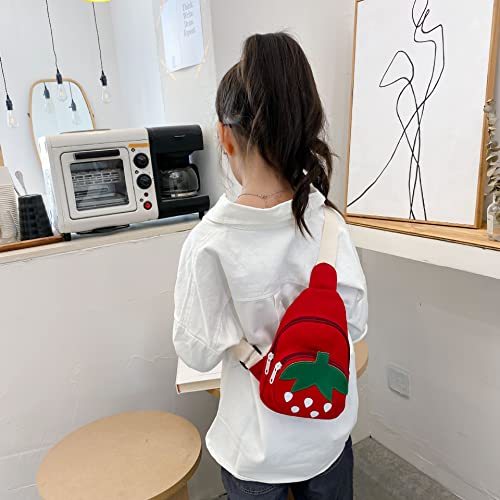 Hiflyer Small Sling Backpack, Rabbit Strawberry Design, Mini Backpack for Girls, Adjustable Shoulder Strap, Zipper Closure, 8x5x2 Inches, 0.2 liters2