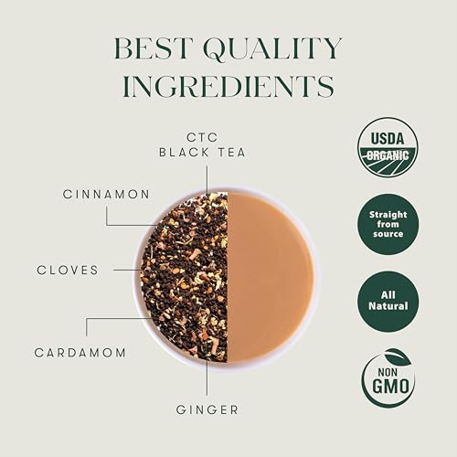 Image of LUXMI Estates Spiced Assam CTC Masala Chai - 250g Pack | USDA Organic Black Tea Blend with Cinnamon, Cardamom & Spices | Authentic Indian Chai for Immunity & Wellness