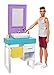 Barbie Playset Il Bagno di Ken, Bambola con Barba che Appare e Scompare, Lavandino, Specchiera e 4 Accessori, FYK53