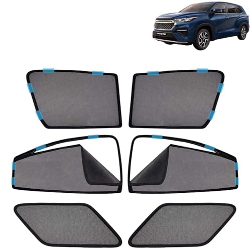 Image of KINGSWAY Car Sun Shade Curtains Only Compatible with Maruti Suzuki Invicto (2023 Onwards) | Front Window in Half Cut and Rear in Zipper (Magnetic) | UV & Heat Protection | Pack of 6 Pcs
