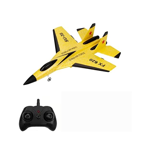 RC Flugzeug – 4 Richtungsfliegen, 2-Kanal-Fernbedienung 2,4 GHz ferngesteuerte Flugzeuge, EPP-Schaumstoff-Spielzeugflugzeug – Mini-Flugzeug ferngesteuertes Flugspielzeug (Gelb)