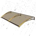 OTBK Door Canopy Outdoor Waterproof Roofing Canopies Light-Transmitting Sunscreen for Window, Porch, Back Door Champagne Aluminium Alloy Bracket + Brown Polycarbonate Plate