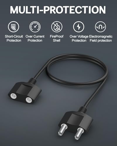 Image of FEDUS Long 1.5m 22AWG Male to Female 2 Pin Power Extension Cord Wire, 6amp Indoor Outdoor Power Cord Extension Electrical Extender Power Cable for appliances, Electronics, and Power Tools.