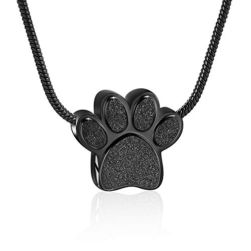 Baowiqi Pet Urn,Cremation Jewelry Urn Necklace For Ashes For Pet,Paw Print Memorial Ash Jewelry,Keepsake Pendant,Dog Urns For Ashes (Black) #TOP2