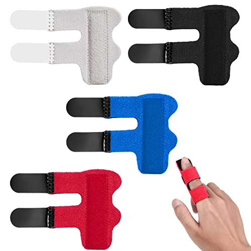 ALTcompluser 4 Stück Fingerschienen Verstellbare Fingerstütze Fingerstabilisator mit Eingebautes Aluminiumband für Gebrochene Verstauchte Sehnenentzündung und Geschwollene Finger