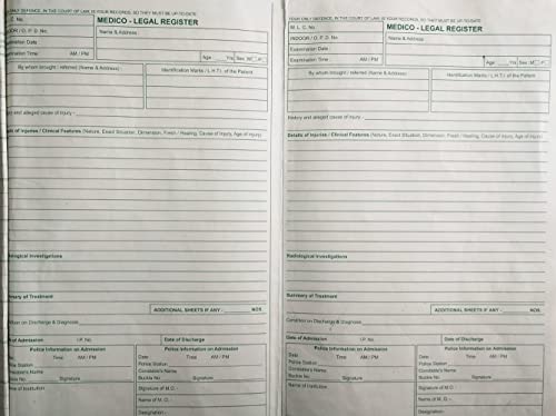 Image of NABH MLC Register Duplicate 1 + 1 Pages | Medico Legal (for 50 MLC Cases)